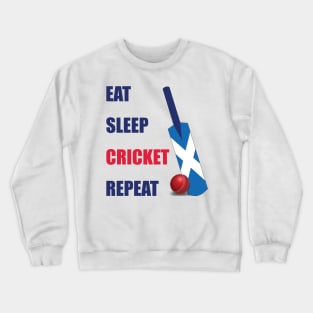 Eat Sleep Cricket Repeat Scotland Flag Cricket Bat Crewneck Sweatshirt